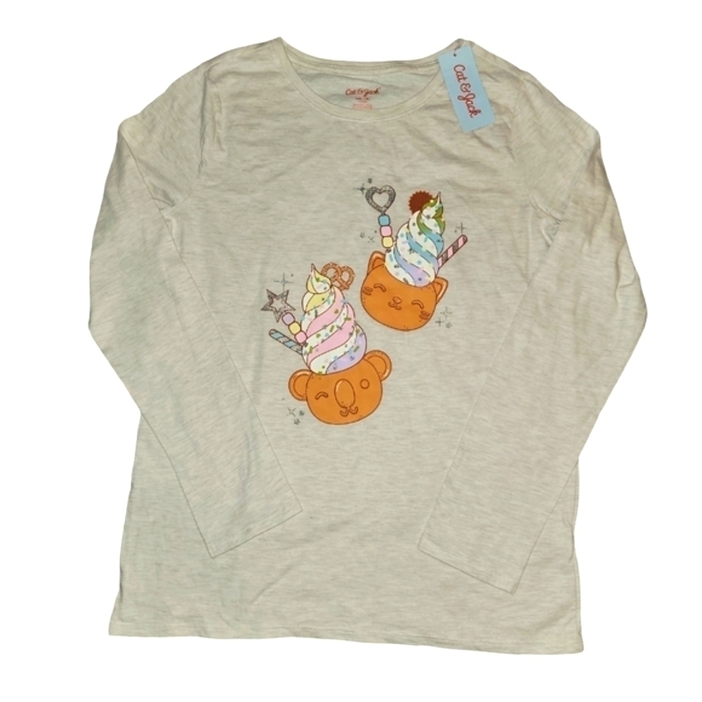 Cat & Jack size XXL (18) oatmeal color long sleeve cotton & polyester NWT